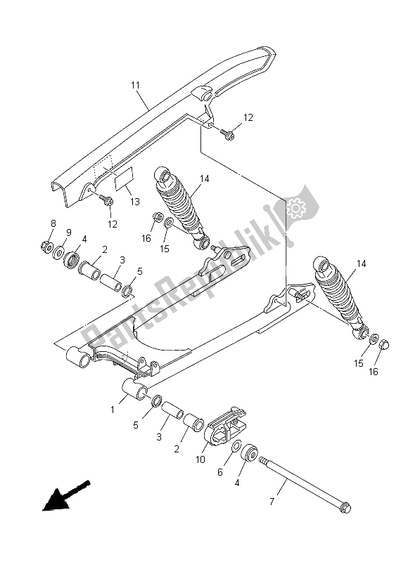 Todas las partes para Brazo Trasero Y Suspensión de Yamaha YBR 125 ED 2014 Todas las partes para Brazo Trasero Y Suspensión de Yamaha YBR 125 ED 2014