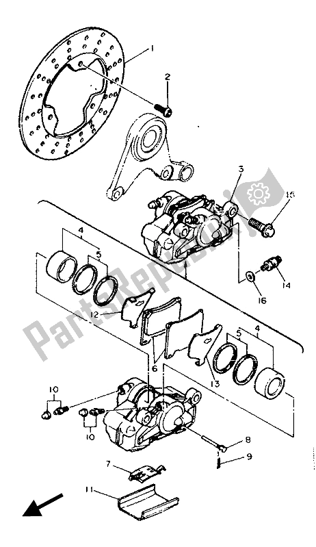 Toutes les pièces pour le étrier De Frein Arrière du Yamaha FZ 750R 1989