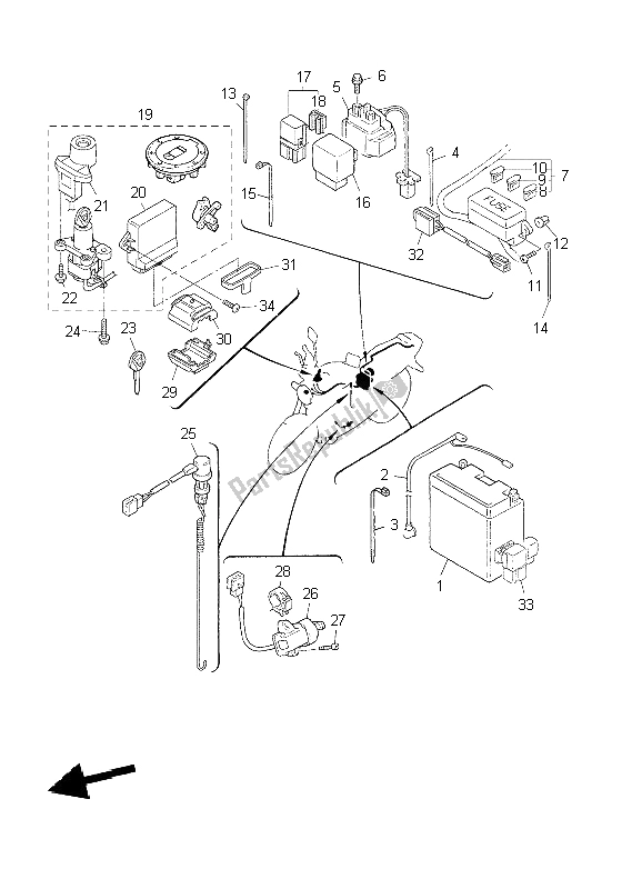 All parts for the Electrical 2 of the Yamaha XJR 1300 2004