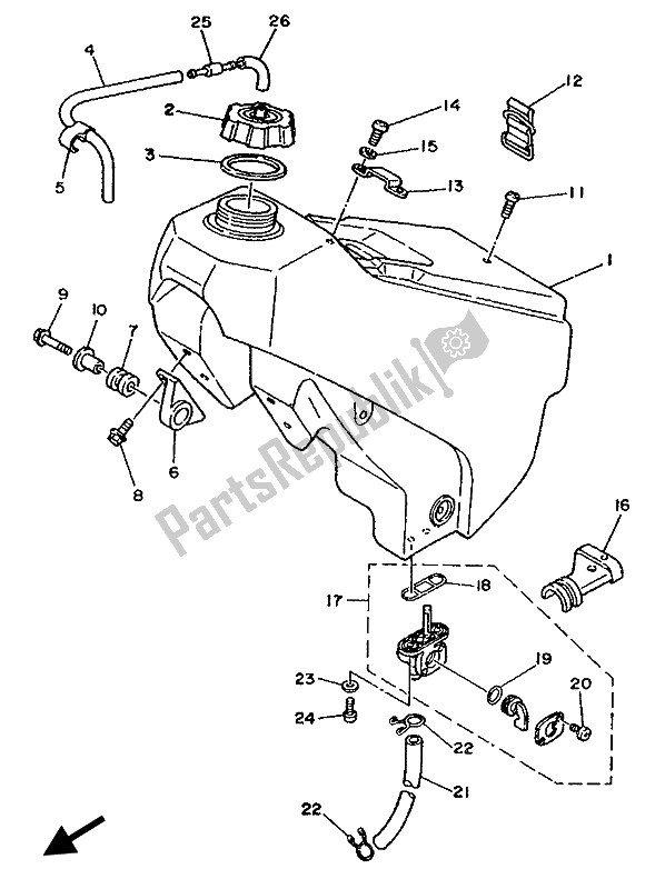 Alle onderdelen voor de Benzinetank van de Yamaha YZ 125 LC 1990