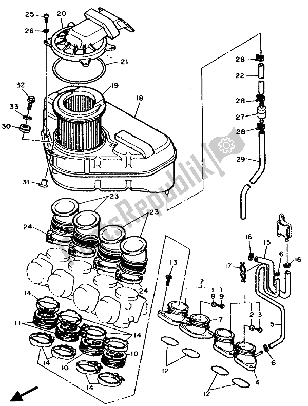 Toutes les pièces pour le Admission du Yamaha FZR 750R 1990