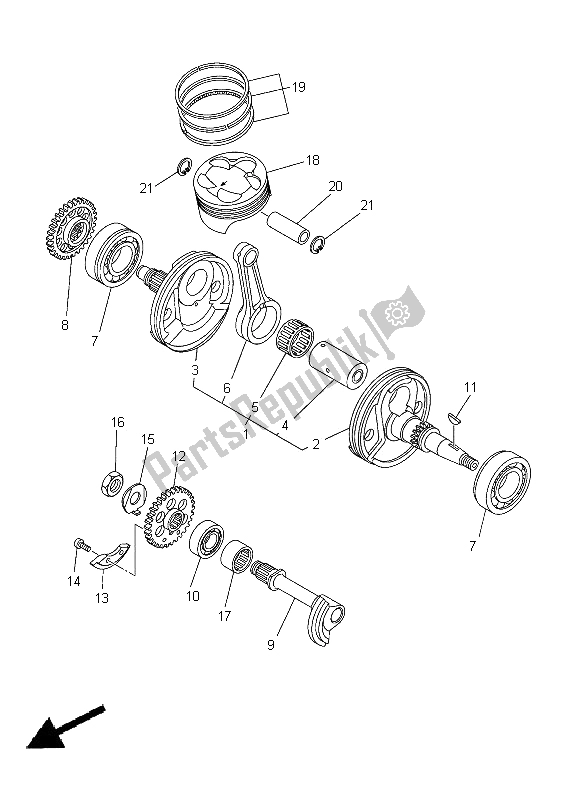 All parts for the Crankshaft & Piston of the Yamaha WR 250F 2012