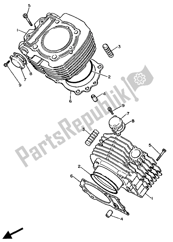 All parts for the Cylinder of the Yamaha XV 1000 SE Virago 1988