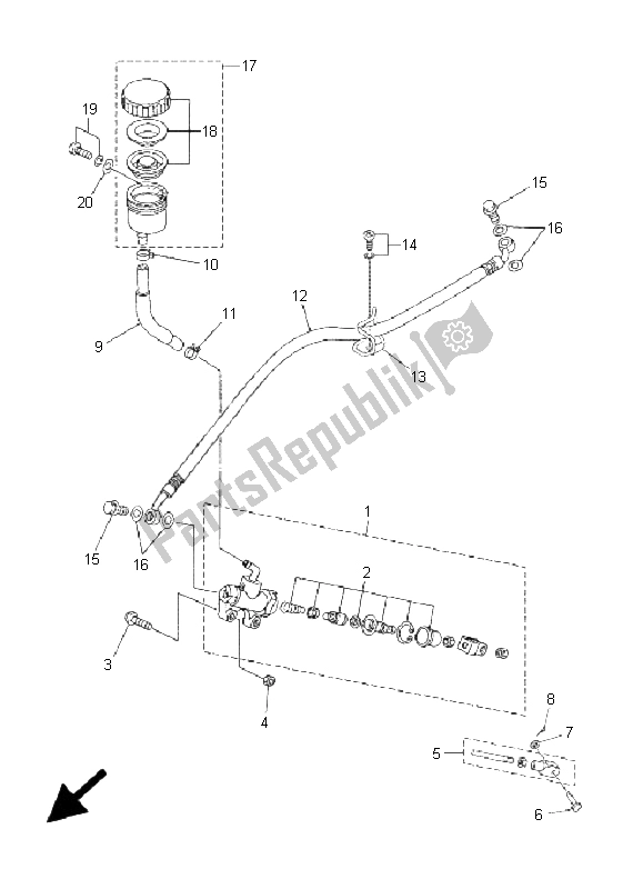 Todas as partes de Cilindro Mestre Traseiro do Yamaha TZR 50 2006