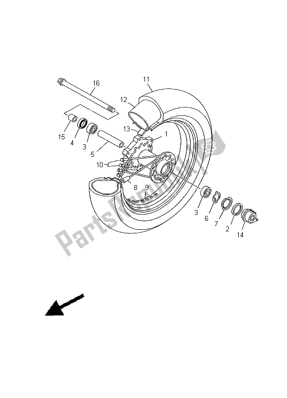 All parts for the Front Wheel of the Yamaha XVS 650A Dragstar Classic 2000