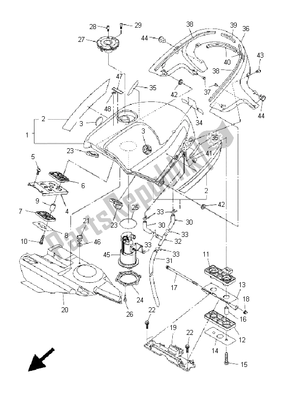 Wszystkie części do Zbiornik Paliwa Yamaha FJR 1300A 2008