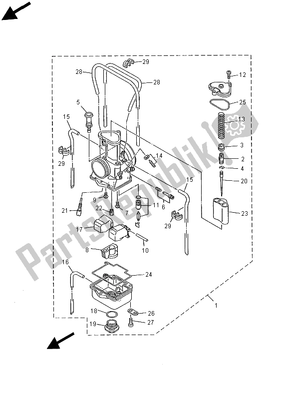 Tutte le parti per il Carburatore del Yamaha YZ 125 1999