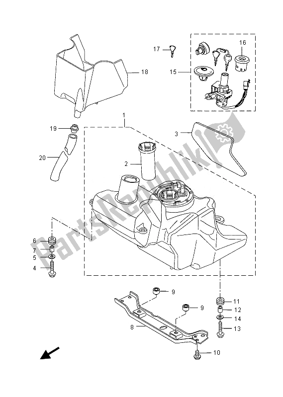 All parts for the Fuel Tank of the Yamaha VP 250 2013