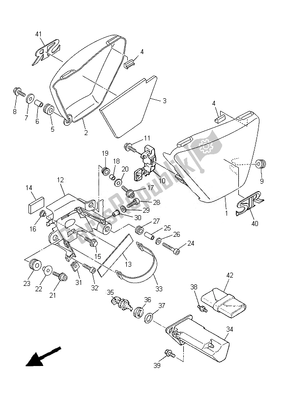 All parts for the Side Cover of the Yamaha SR 400 2014