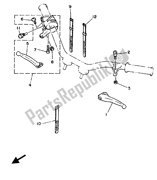 All parts for the Handle Switch & Lever of the Yamaha PW 50 1993