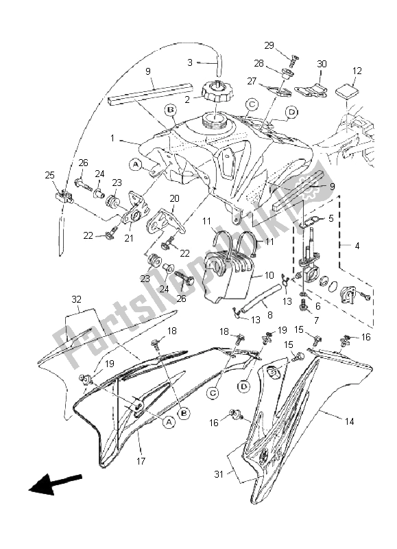 Tutte le parti per il Serbatoio Di Carburante del Yamaha TT R 110E 2008