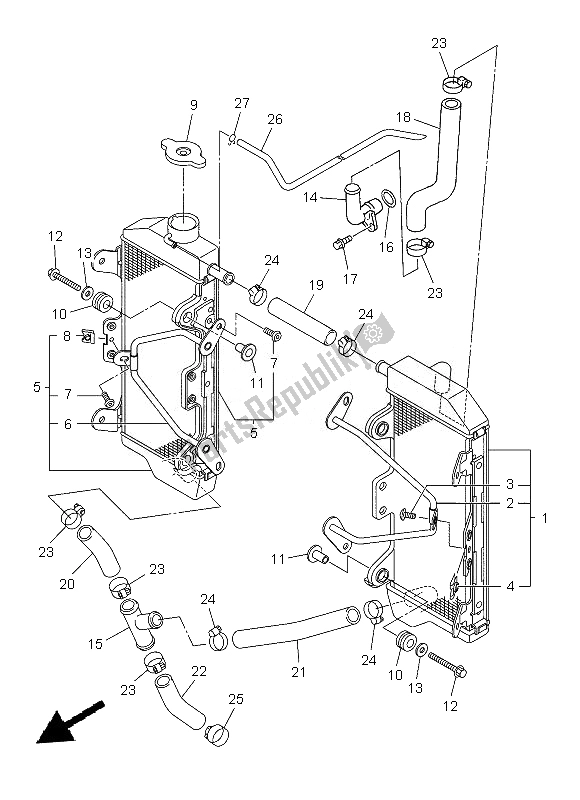 All parts for the Radiator & Hose of the Yamaha WR 250F 2013