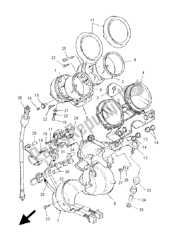 All parts for the Meter of the Yamaha XJR 1300 2001