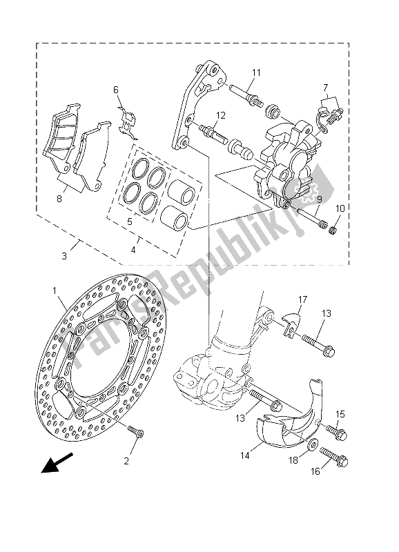 Todas las partes para Pinza De Freno Delantero de Yamaha YZ 125 2003