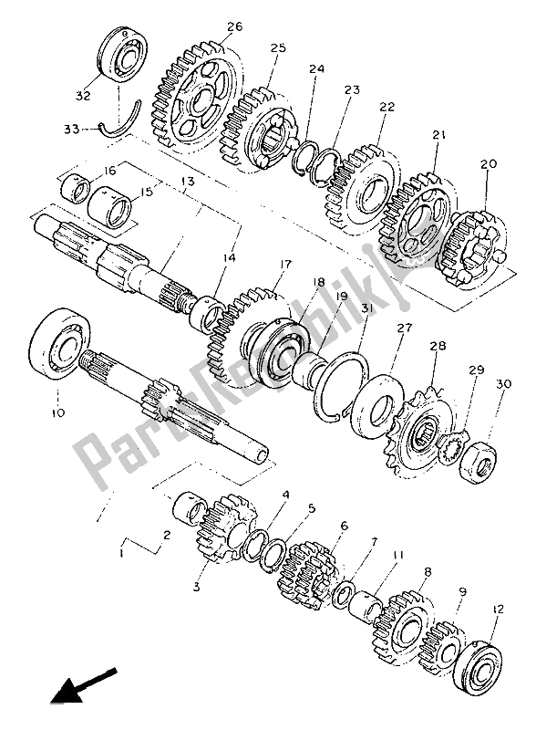 All parts for the Transmission of the Yamaha FZ 750 Genesis 1988