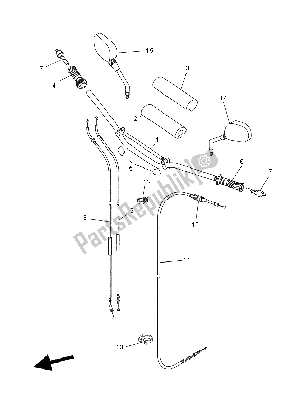 All parts for the Steering Handle & Cable of the Yamaha XT 660X 2004