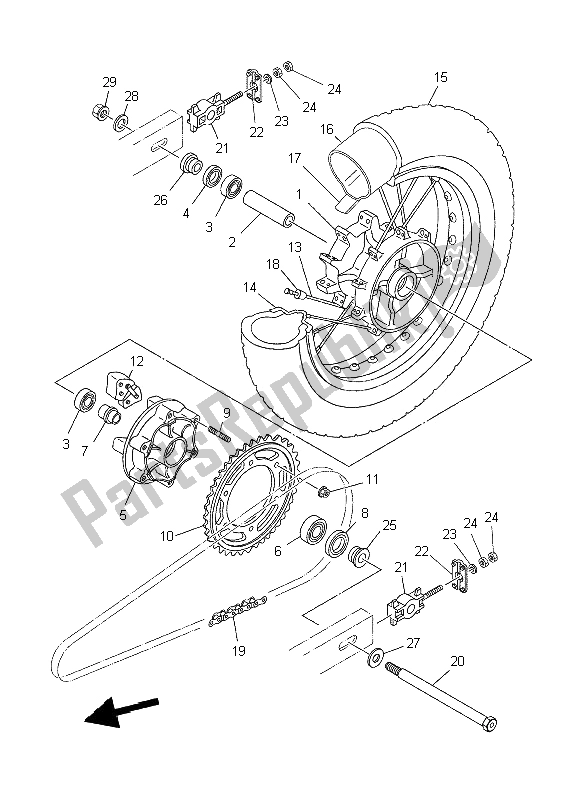 All parts for the Rear Wheel of the Yamaha XT 660R 2006