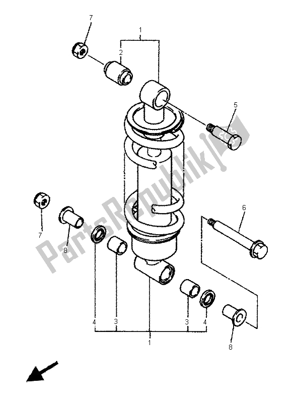 Tutte le parti per il Sospensione Posteriore del Yamaha XJ 600S Diversion 1996