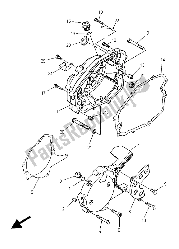 All parts for the Crankcase Cover 1 of the Yamaha TZR 125 1997