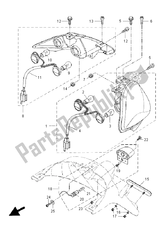 All parts for the Taillight of the Yamaha VP 250 X City 2008