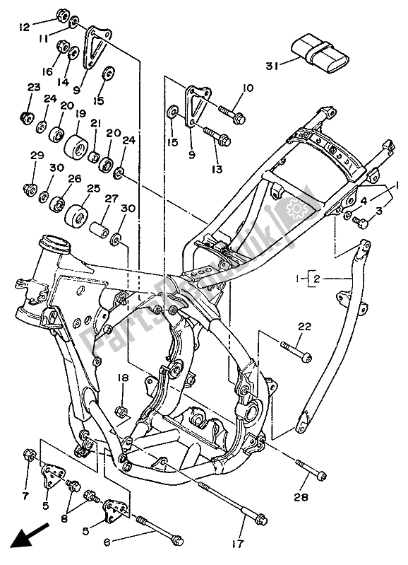 Tutte le parti per il Coperchio Laterale del Yamaha YZ 250 1989