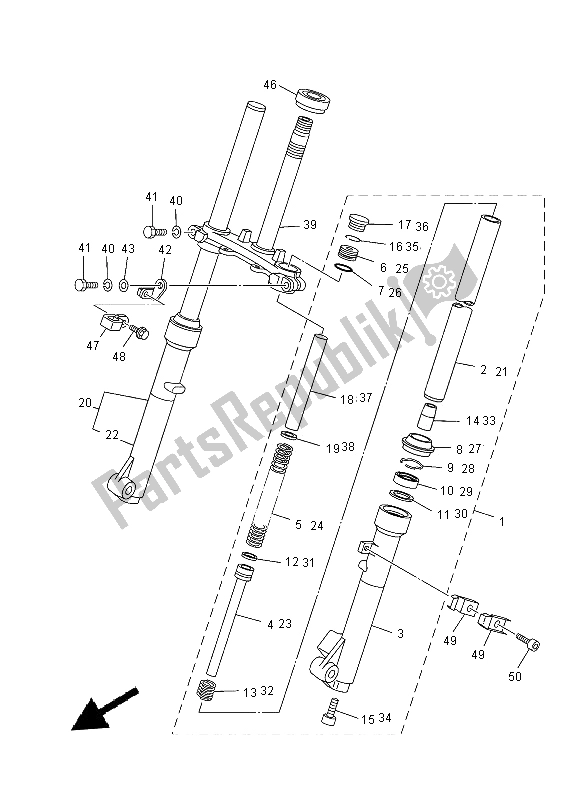 All parts for the Front Fork of the Yamaha TT R 110E 2014