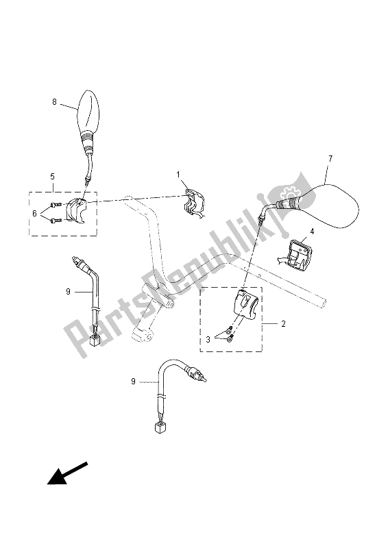 All parts for the Handle Switch & Lever of the Yamaha NS 50 2015