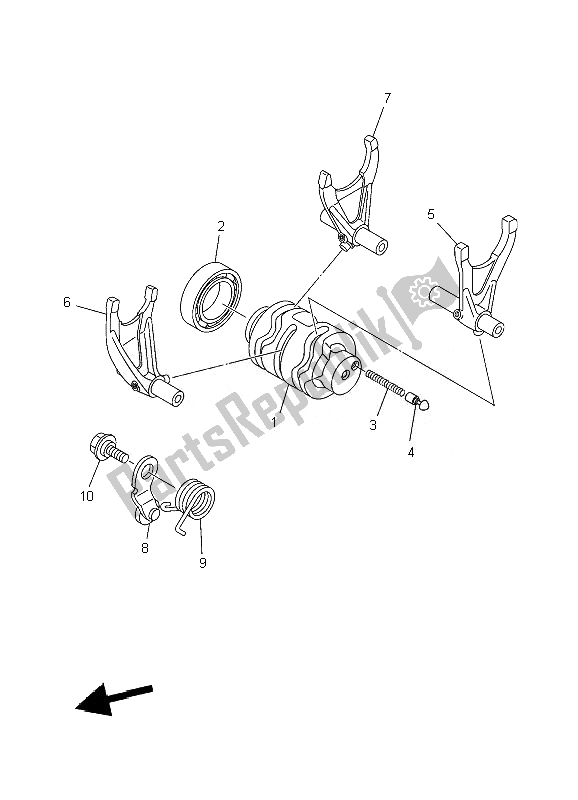 All parts for the Shift Cam & Fork of the Yamaha WR 250F 2007