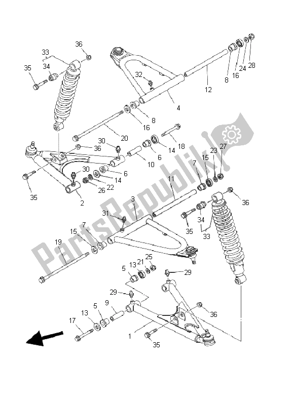 Wszystkie części do Przednie Zawieszenie I Ko? O Yamaha YFZ 350 Banshee 2002