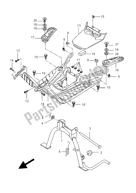 All parts for the Stand & Footrest of the Yamaha CW 50N 2013