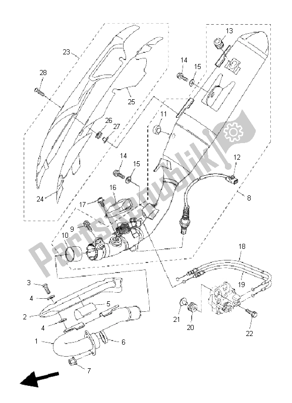 All parts for the Exhaust of the Yamaha WR 250R 2008