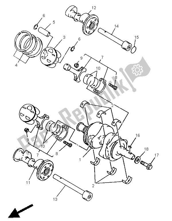 Todas las partes para Cigüeñal Y Pistón de Yamaha TRX 850 1998