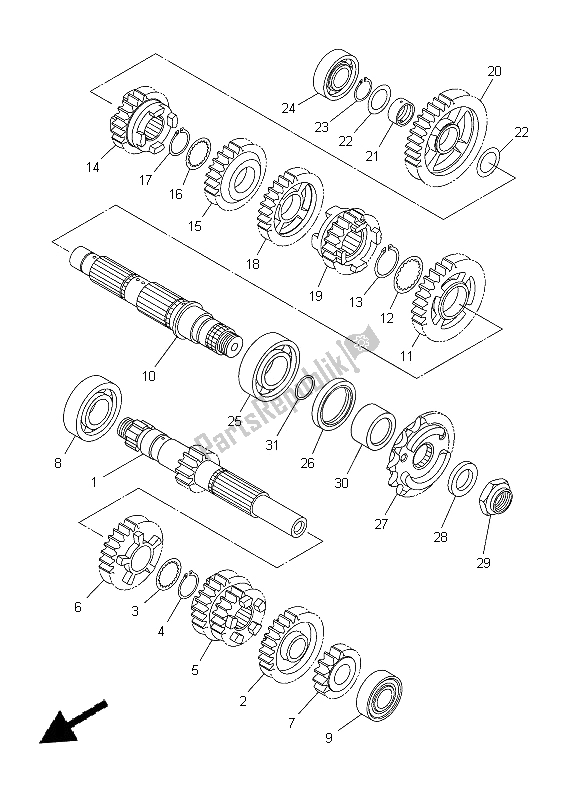 All parts for the Transmission of the Yamaha WR 250X 2014