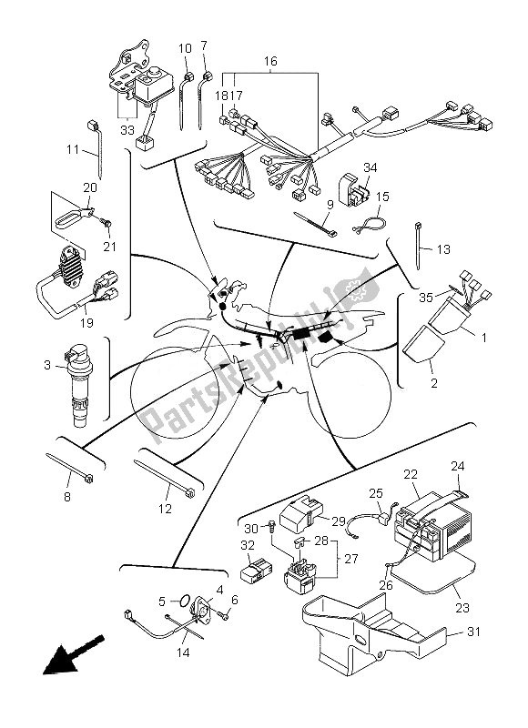 All parts for the Electrical 1 of the Yamaha WR 250F 2013