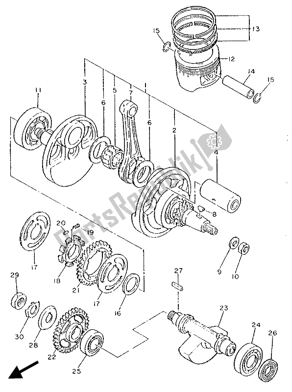 Todas as partes de Virabrequim E Pistão do Yamaha XT 600 1989