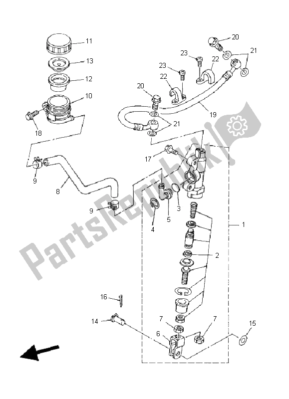 All parts for the Rear Master Cylinder of the Yamaha YZ 85 SW LW 2008