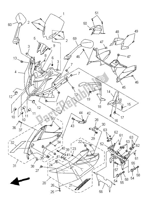 Tutte le parti per il Cuffia del Yamaha XJ6 SA Diversion 600 2009