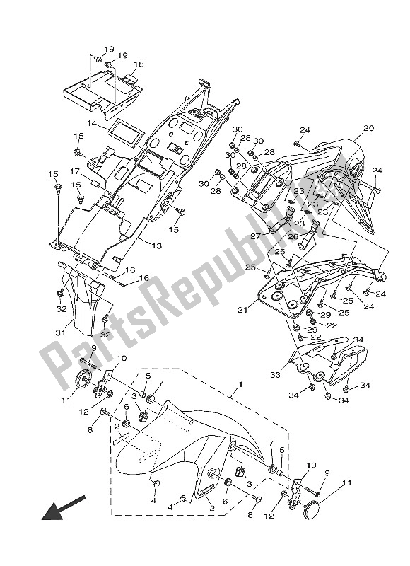 Todas las partes para Defensa de Yamaha MT 03A 660 2016