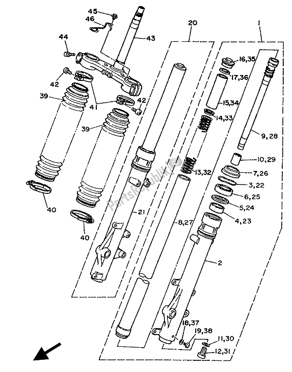 Todas las partes para Tenedor Frontal de Yamaha XTZ 750 Supertenere 1992