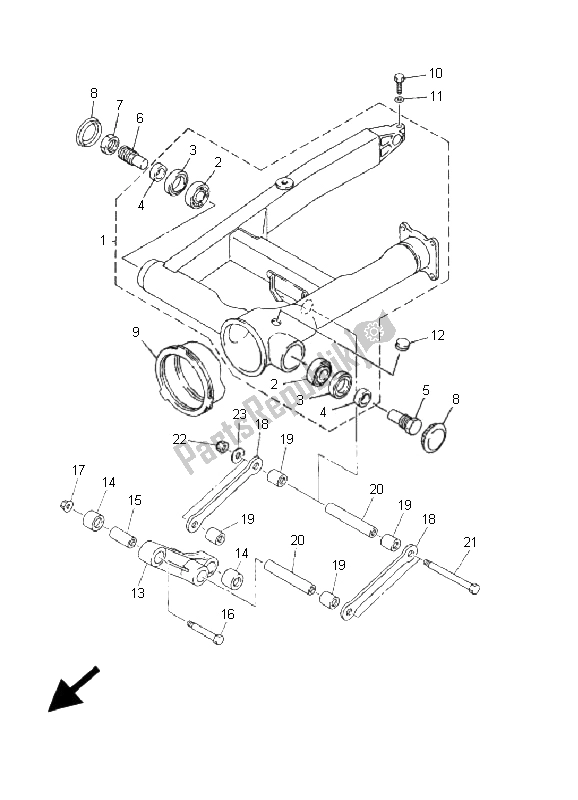 All parts for the Rear Arm of the Yamaha Xvztf Royalstar Venture 1300 2001