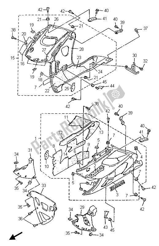 Todas las partes para Carenado 2 de Yamaha YZF 600R Thundercat 1996