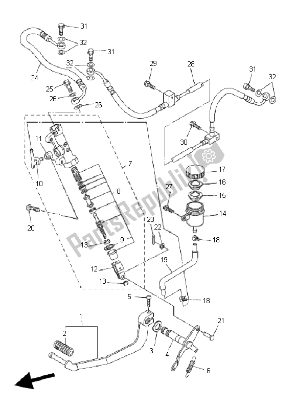 Tutte le parti per il Pompa Freno Posteriore del Yamaha FZ6 NA 600 2007