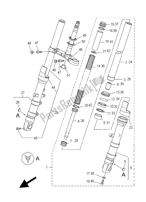 Tutte le parti per il Forcella Anteriore del Yamaha MT 03 660 2012