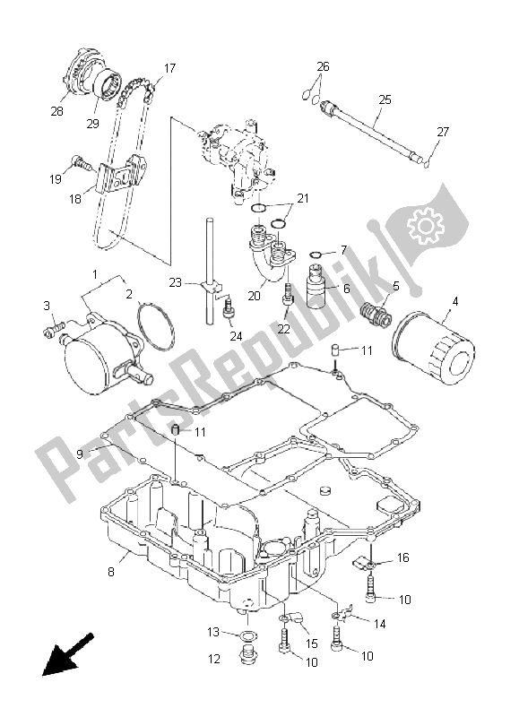 All parts for the Oil Cooler of the Yamaha FJR 1300A 2008