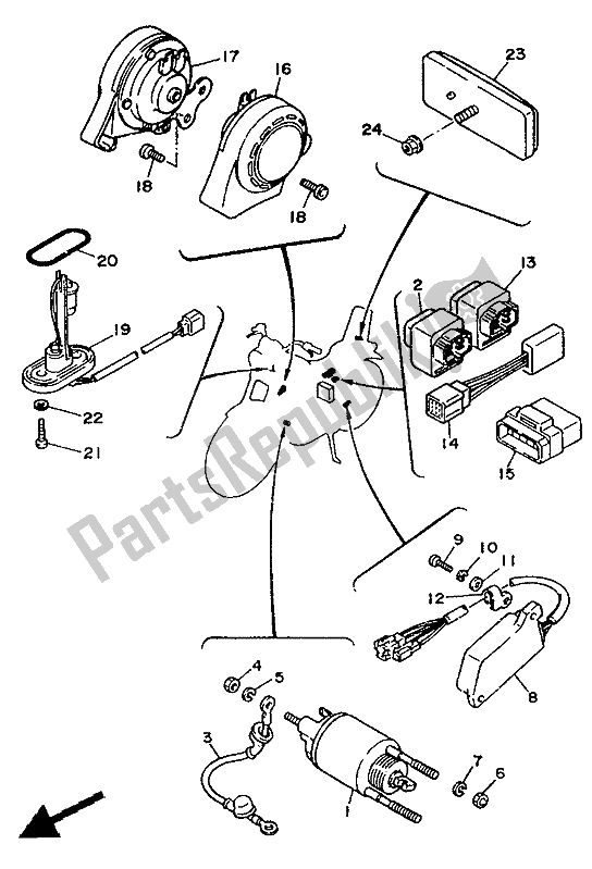 All parts for the Electrical 2 of the Yamaha XV 1100 Virago 1992