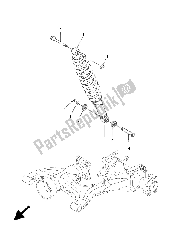 All parts for the Rear Suspension of the Yamaha YFM 350 Grizzly 2X4 2009