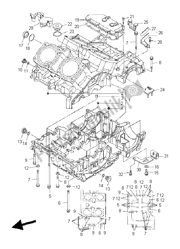 Todas las partes para Caja Del Cigüeñal de Yamaha VMX 17 1700 2011