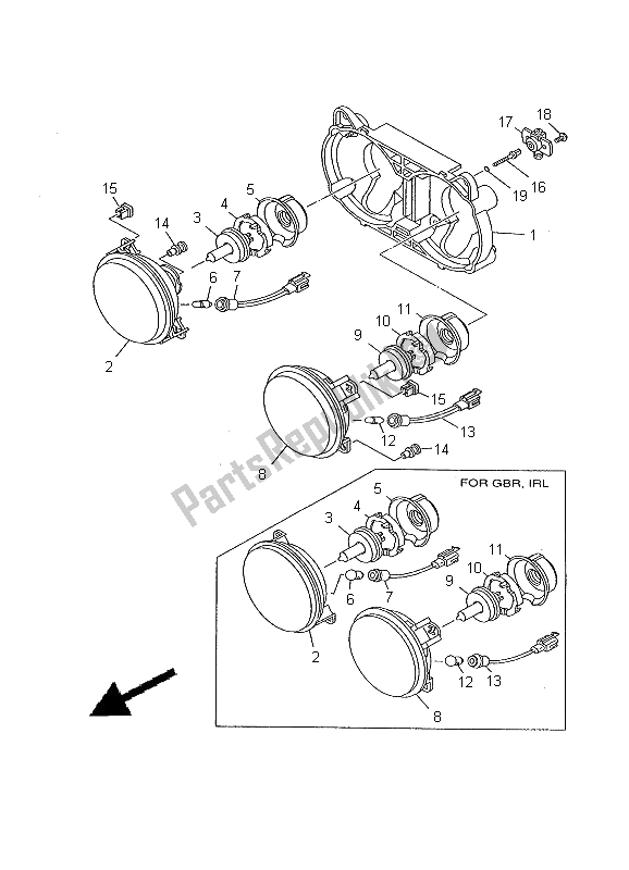 Wszystkie części do Reflektor Yamaha TDR 125 2000