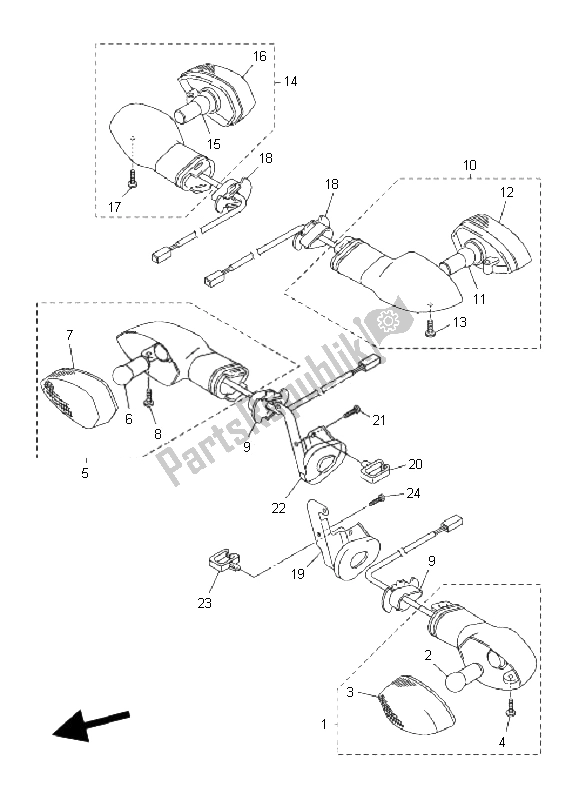 Toutes les pièces pour le Lumière Clignotante du Yamaha FZ6 SHG 600 2009