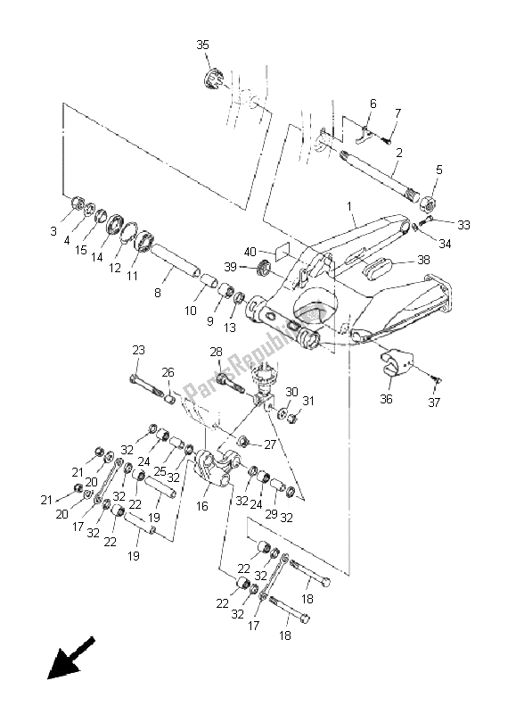 All parts for the Rear Arm of the Yamaha FJR 1300A 2011